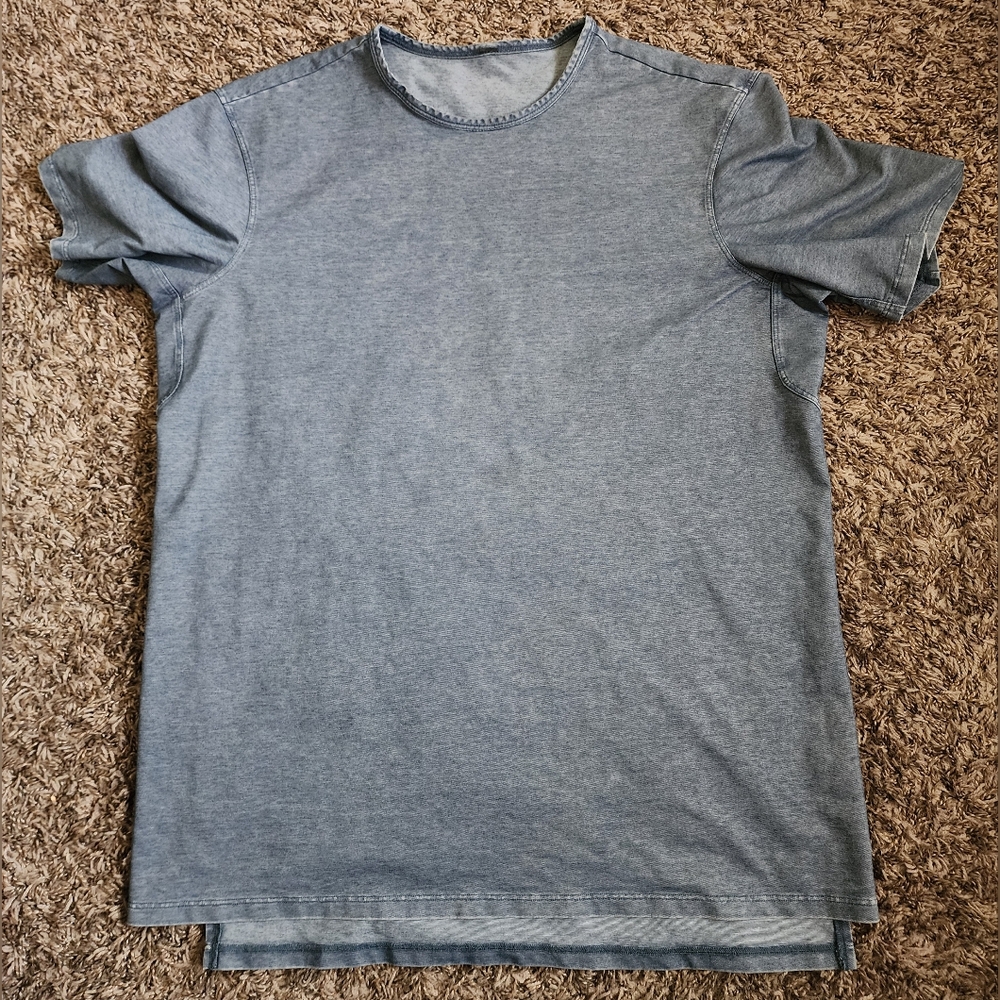 Lululemon Blue Jean Distressed Short Sleeve Shirt